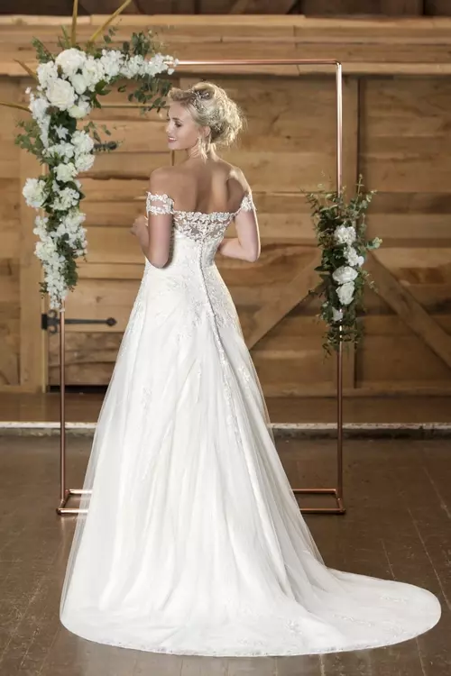 Annie W349 Off Shoulder Wedding Dress with Lace Back True Bride